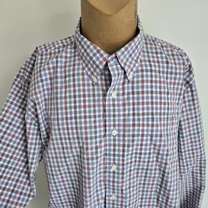 L.L. Bean Men's Button-Down Plaid Shirt in Blue and Burgundy